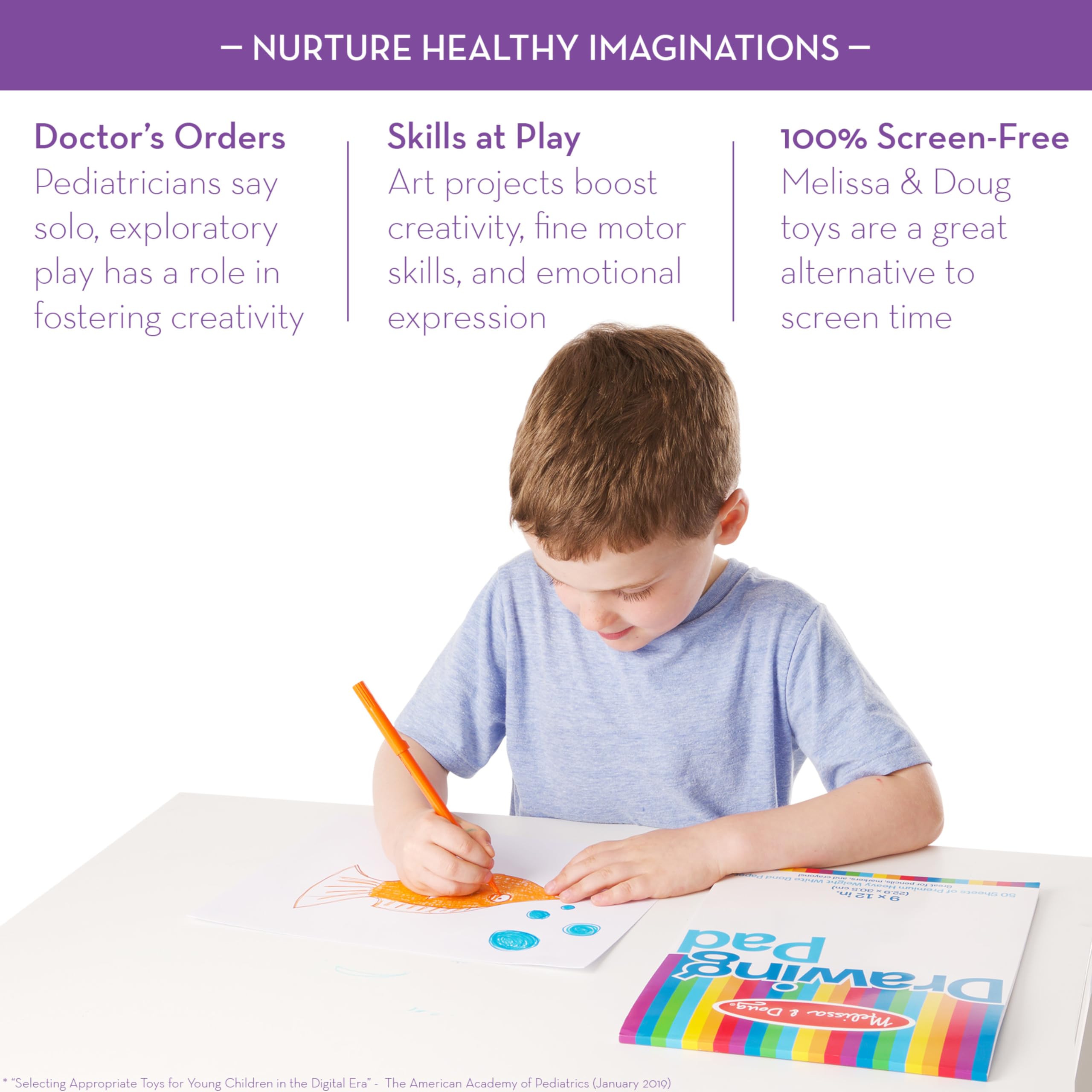 Melissa & Doug Drawing Pad (9 x 12 inches) with 50 Sheets of White Bond Paper