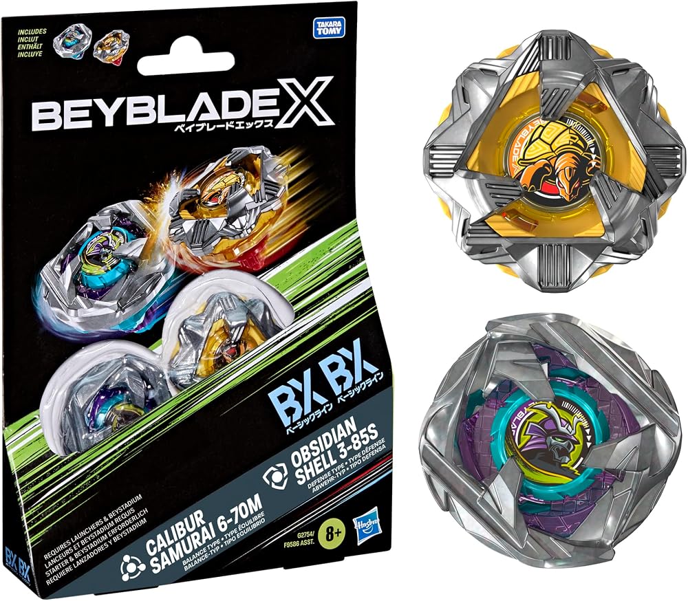 Beyblade X Calibur Samurai 6-70M BX & Obsidian Shell 3-85S BX Dual Pack