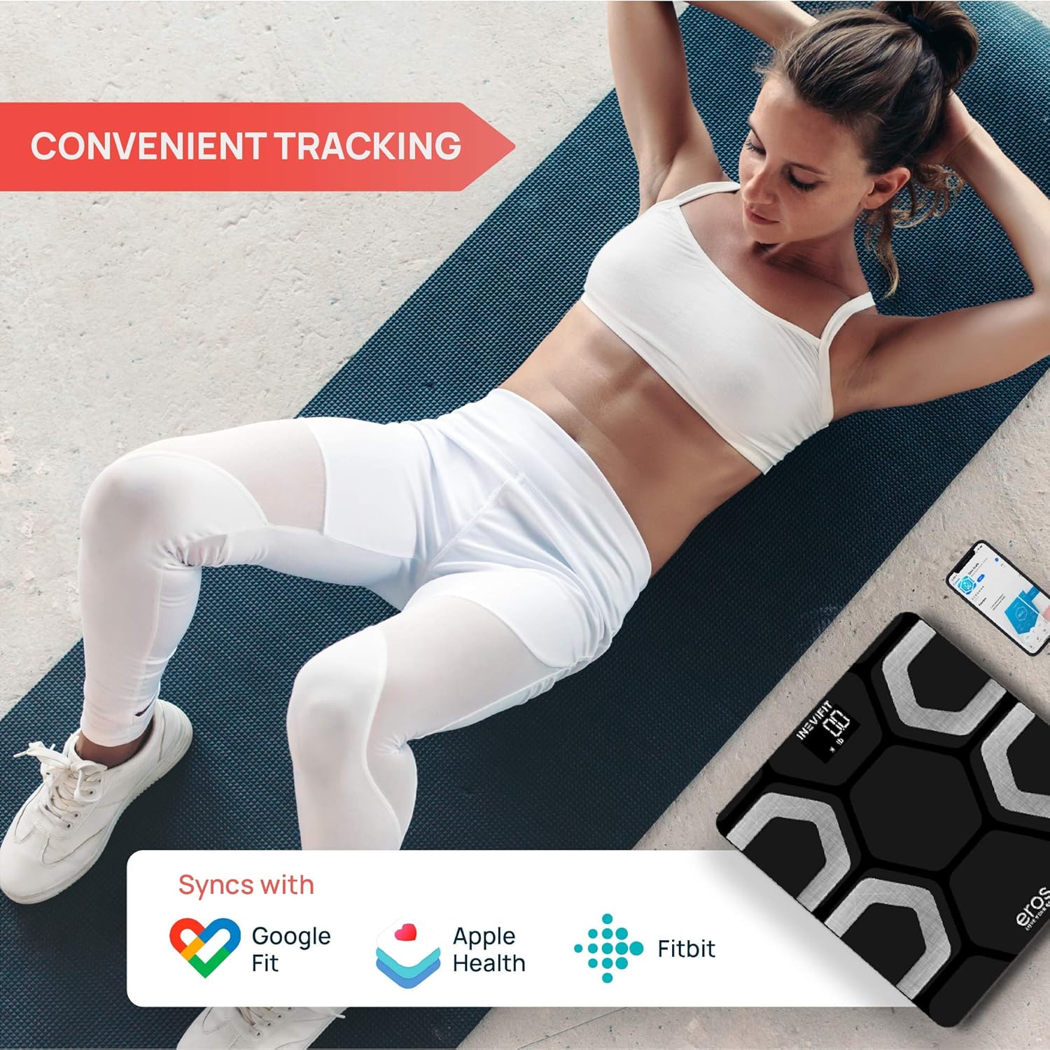 INEVIFIT EROS Bluetooth Body Fat Scale Smart BMI Highly Accurate Digital Bathroom Body Composition Analyzer with Wireless Smartphone APP 400 lbs 11.8 x 11.8 inch (Black): Health & Personal Care