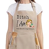 Miracu Funny Baking Cooking Aprons for Women w/Pockets, Hilarious Cute Kitchen Apron for Cooking, Humor Fun Bday, Valentines Day Baking Gifts for Bakers Cook Wife Friend Mom Chef Daughter Girlfriend