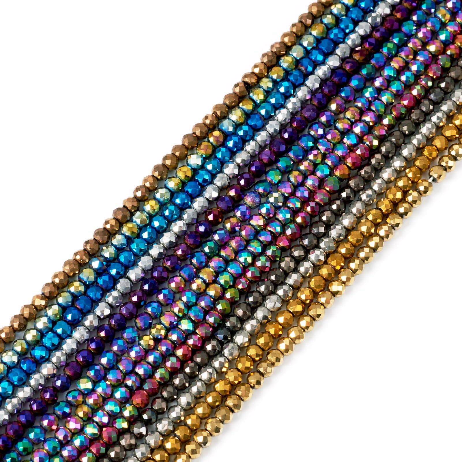 PandaHall 13 Strands 3mm Faceted Round Glass Beads Crystal Glass Rondelle Loose Beads for DIY Crafts Bracelet Necklace Jewellery Making