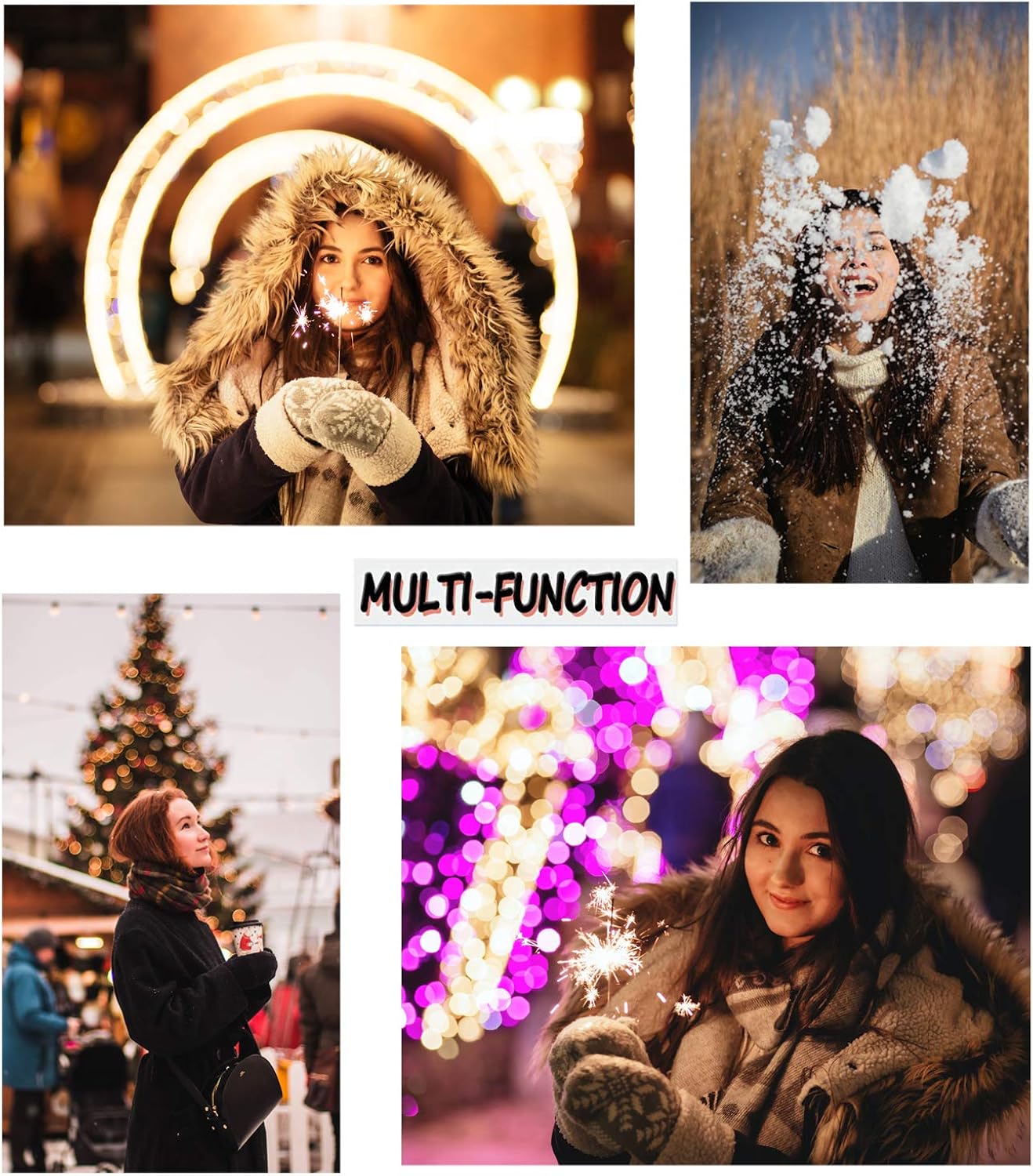 3 Pairs Winter Wool Mitten Gloves For Women,Wool Knit Thick Gloves With Thick Fleece Lining Gift: Clothing
