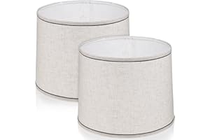 Didiseaon 2Pcs Linen Lampshades, Drum Lamp Shade Spider Construction, 11.4“ Top x 12.5” Bottom x 9.6“ High for Table Lamps Floor Lamps Bedside Lamps, Beige