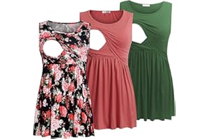 Bearsland Women's Maternity Nursing Tank Tops Sleeveless Scoop Neck Breastfeeding Shirt Pregnancy Clothes