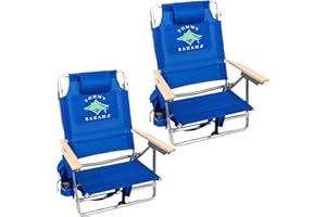 Tommy Bahama 5 Position Backpack Chair, Aluminum, Blue