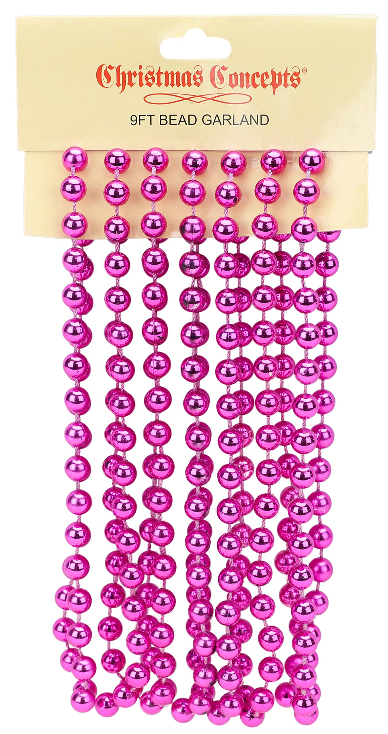 Christmas Concepts® 9ft Christmas Bead Chain - Christmas Bead Garlands - Decorations (Hot Pink)