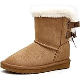 EasyStar Girls Boots Winter Faux Fur Warm Snow Boots for Toddler/Little Kids with Bow