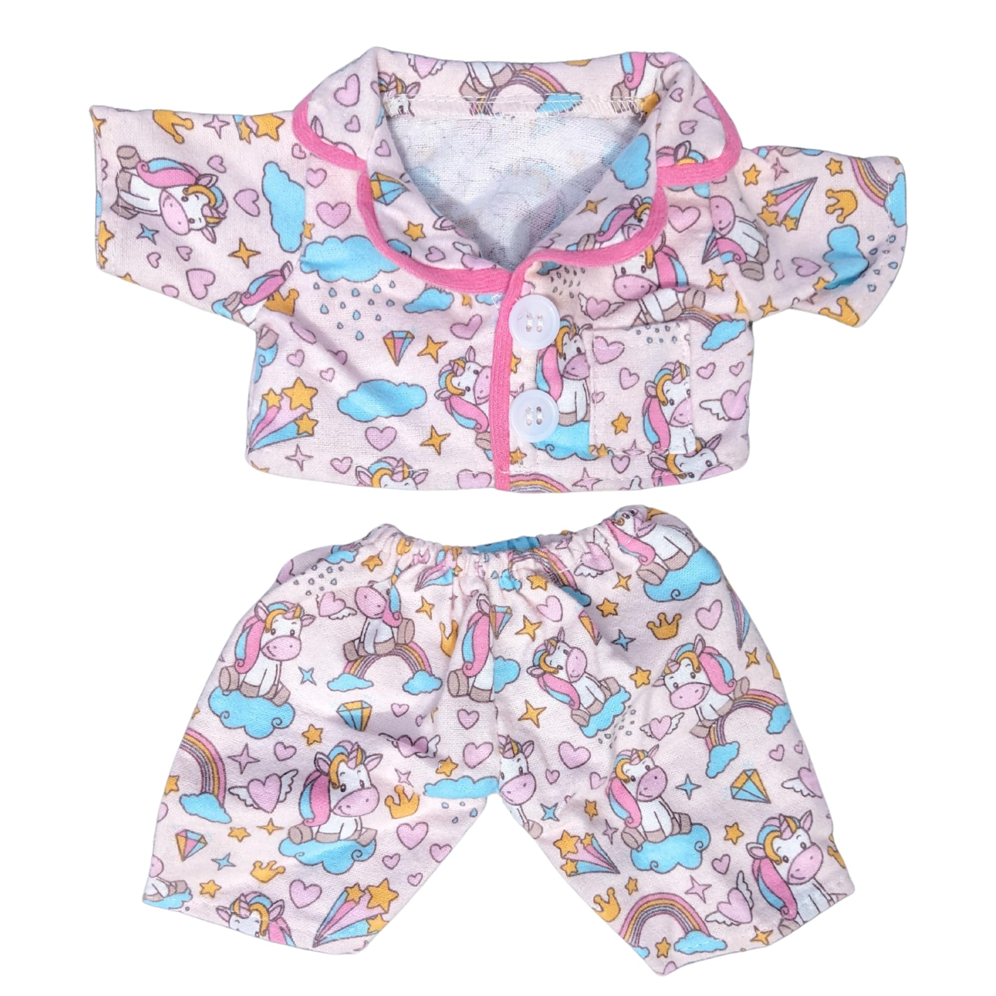 Unicorn and Star Pink Pyjamas - Size: 16inch/40cm - Teddy Bear Clothes