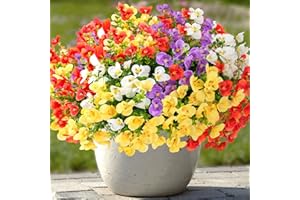 Vemander Artificial Flower for Outdoors Fake Plants,16 PCS Artificial Flowers, Faux UV Resistant Silk Pansies Spring Flowers for Outsid, Faux Flowers for Outdoor Planters (PurpleWhiteYellowRed)