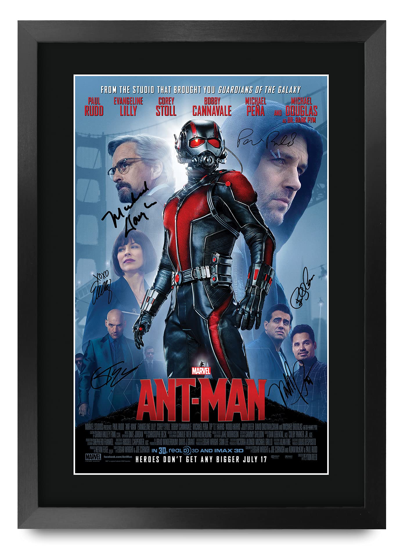 HWC Trading A3 FR Ant-Man Paul Rudd and Cast Gifts Printed Poster Signed Autograph Picture for Movie Memorabilia Fans - A3 Framed — image 1