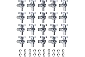 VINTEX Angle Stop Valve 20 Pack, 1/2" Pex x 3/8" OD Compression, Quarter Turn Water Shut Off Valve with 20 Pcs Clamp Rings, S