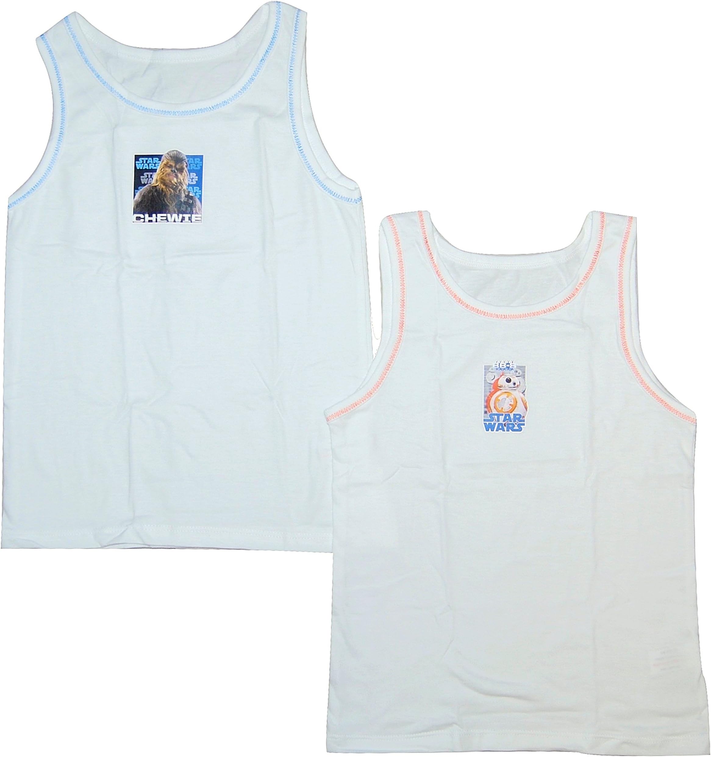 Boys Sleeveless Vests 2 Pack BB8 Chewbacca 3-4 5-6 7-8 Years