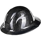 ILM Carbon Fiber Full Brim Hard Hat for Men with 4-8 Point Suspension OSHA and ANSI Construction Safety Hat Model MS401