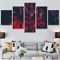 SIGNWIN 5 Panel Canvas Wall Art Red Arrangement for Home Decorations Ready to Hang - 60