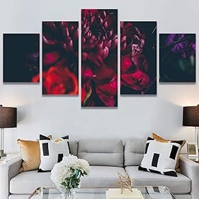 SIGNWIN 5 Panel Canvas Wall Art Red Arrangement...