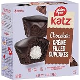 Katz Gluten Free Chocolate Creme Filled Cupcakes. Free of Dairy, Peanuts, Tree Nuts, and Sesame. Kosher, 7oz (1Pk)