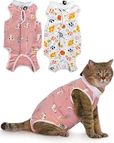 ANWA 2 Pack Cat Recovery Suit Breathable After Surgery Female Kitten