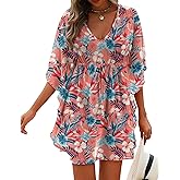 AI'MAGE Womens Beach Swimsuit Coverup Sexy Sheer Bathing Suit Cover Up Dress Swimwear Tie Waist Chiffon Beachwear