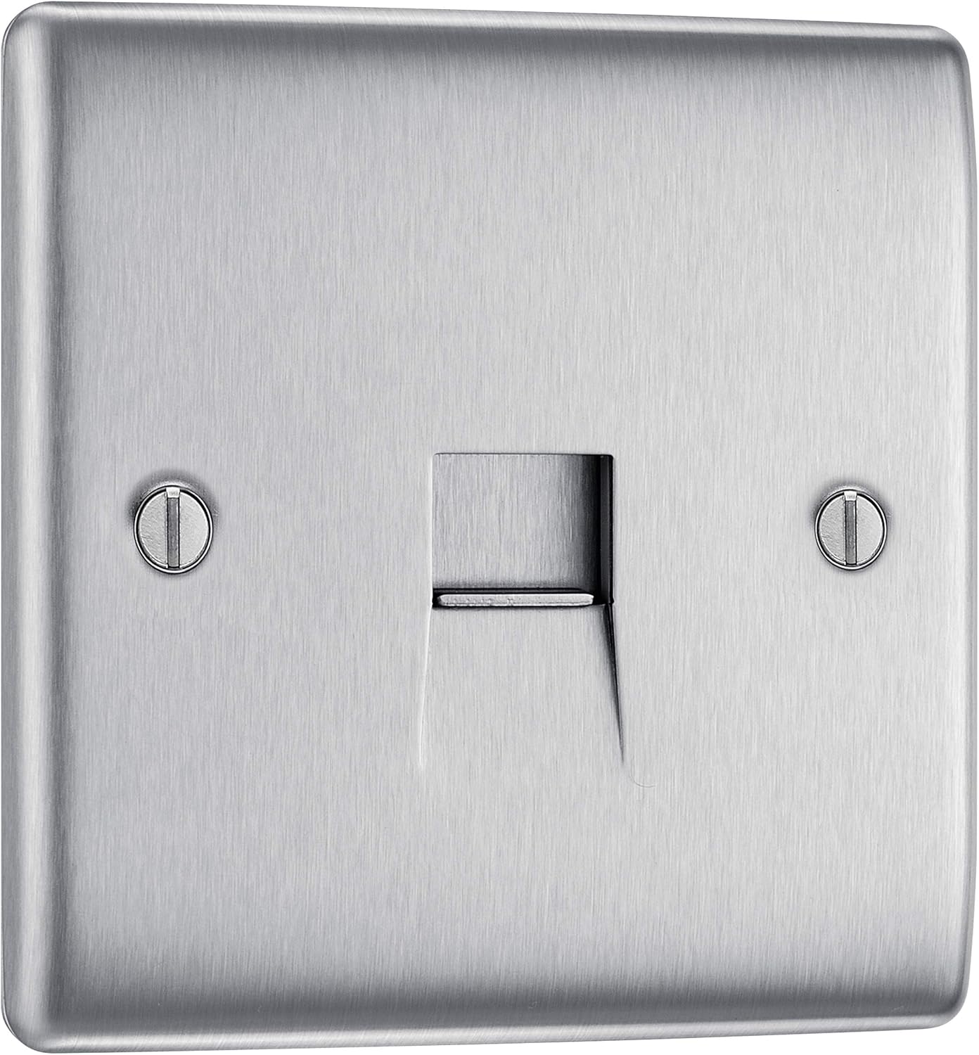 BG Electrical RJ11 Single Telephone Socket, Brushed Steel