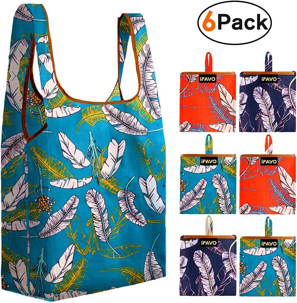 Reusable Grocery Shopping Bags With Foldable Pouch, Flat