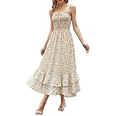 GRACE KARIN Women's 2026 Summer Floral Boho Dress Square Neck Strapped Swing A Line Sundress Beach Long Maxi Outfits