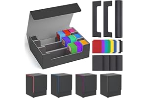 Mtg Deck Box Set, 4000+ PU Leather Strong Magnet Trading Card Storage Box, Card Case Set Include 3-Row Card Box, 4 Commander 
