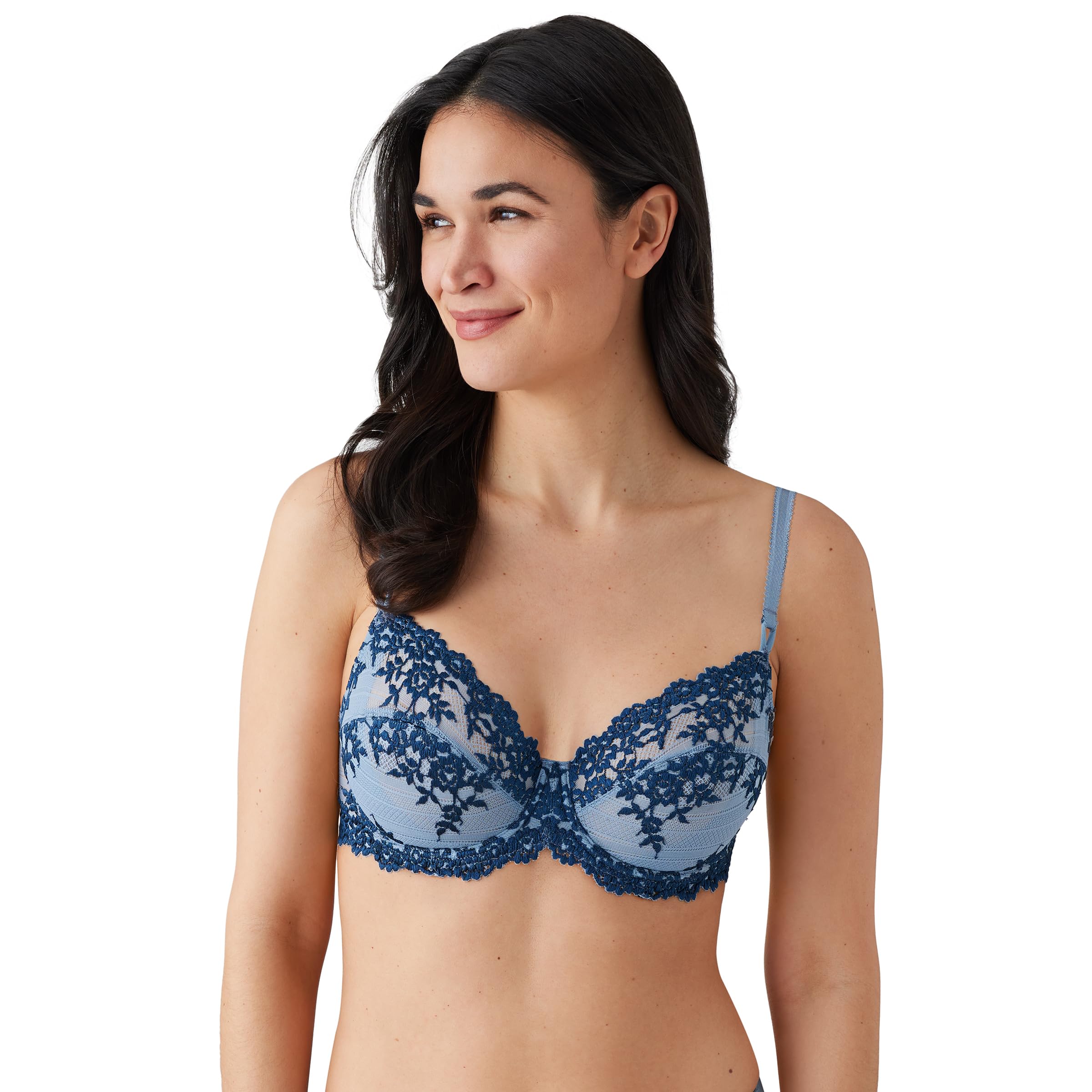 Wacoal Women’s Embrace Lace Underwire Bra, Windward Blue/Titan, 34C