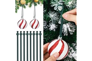 Daifunli 24 Pcs Christmas Adjustable Ornament Hooks Non Slip Hangers Hooks Tree Ornaments Cord for Christmas Tree Decorations (Green)