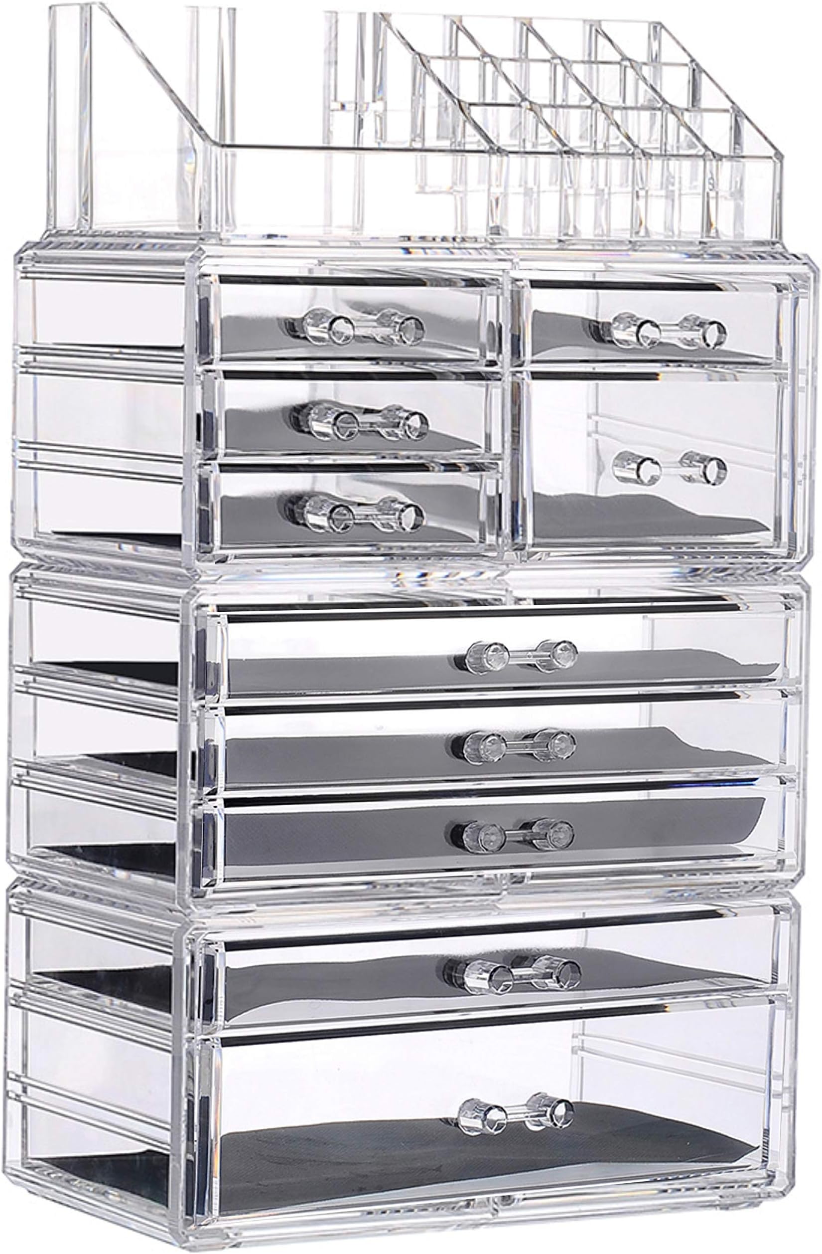 PENGKE Clear Makeup Organizer,Acrylic Jewelry and Cosmetic Storage,Large Capacity for Beauty Product Organizer,Storage Cosmetic, Brushes, Palettes, Lipsticks,10 Drawer Keep Your Vanity Organized