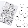 AKONEGE 0.75 Inch Loose Leaf Binder Rings, (50 Pack) Small Office Book Rings, Nickel Plated Steel Binder Rings, Keychain Key 