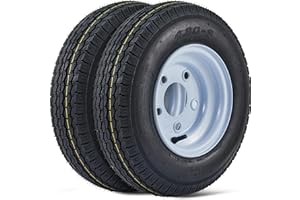 2 Pack 4.80-8 4.80x8 480-8 4.80-8 Trailer Tires with 8'' Rims, 5 Lug on 4'', Load Range C, 6PR