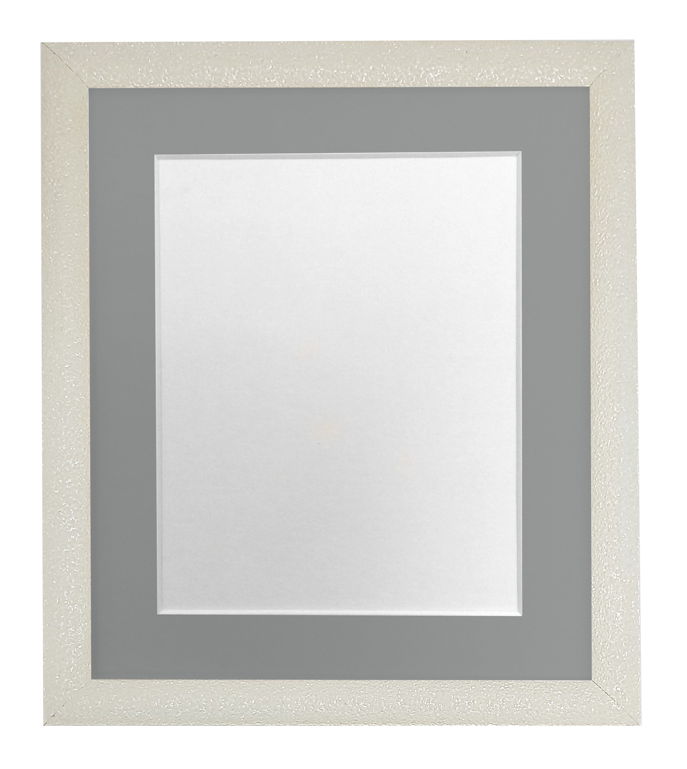 FRAMES BY POST Glitz Cream Picture Photo Frame with Dark Grey Mount 45 x 30 CM Image Size 14 x 8 Inch Plastic Glass
