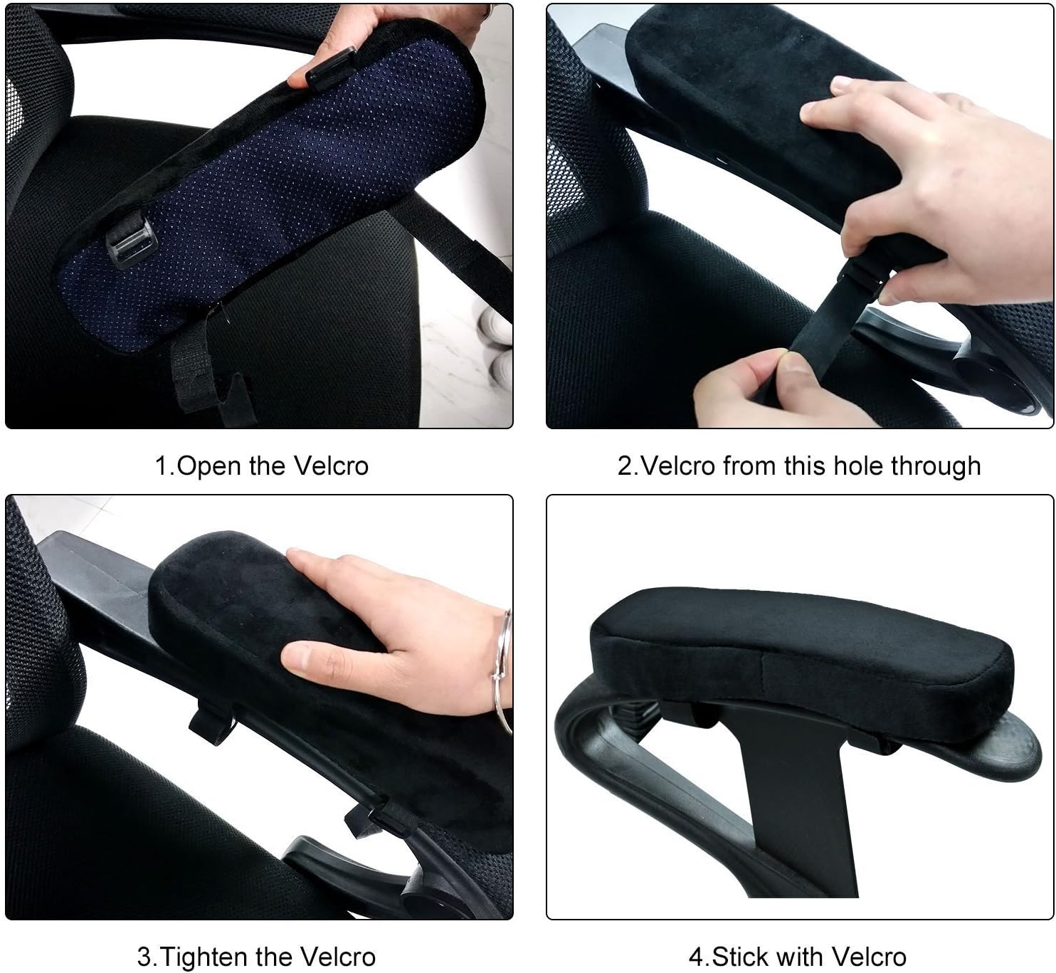 Memory Foam Chair Armrest Pad, Comfy Office Chair Arm Rest Cover for Elbows and Forearms Pressure Relief(Set of 2): Furniture & Decor