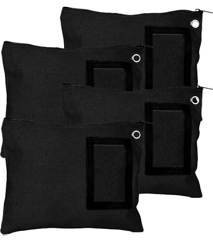 Lot De 4 Sacs Bancaires 28x16 Cm – Porte-Documents Fermeture Éclair + Fenêtre Transparent – 4 Couleurs