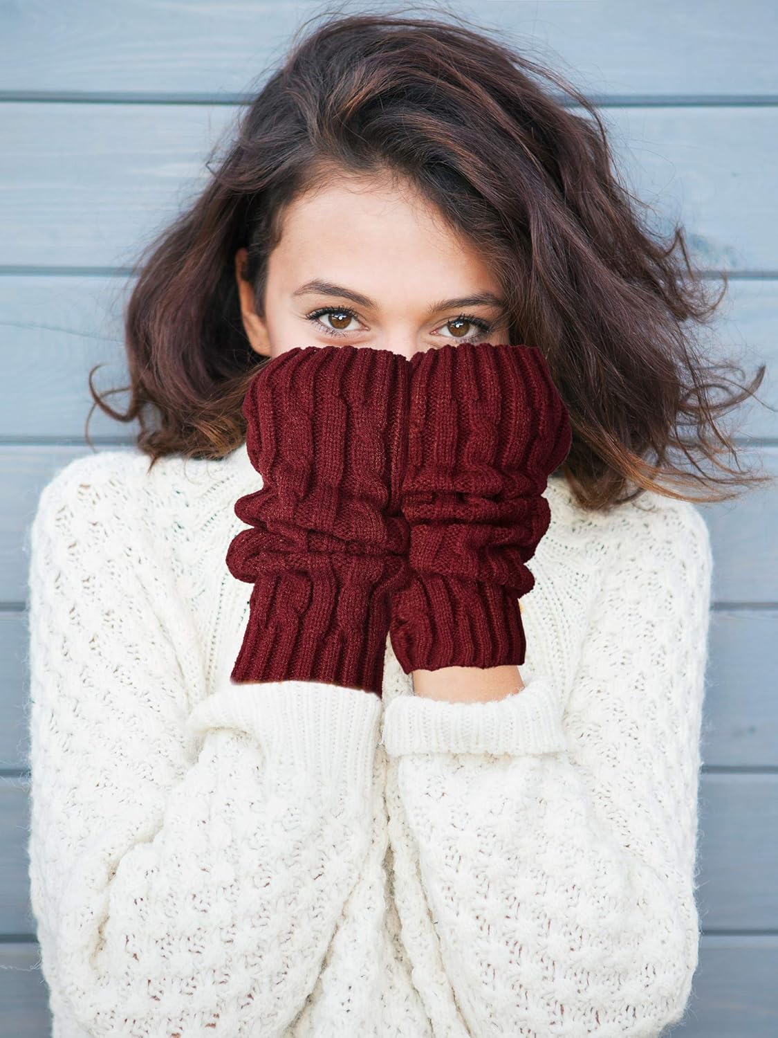 4 Pairs Knitted Arm Warmers Gloves Winter Long Fingerless Gloves Thumb Hole Gloves Mittens for Women and Men at  Women’s Clothing store