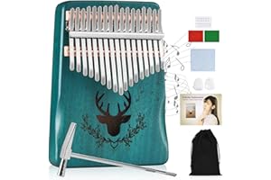 NINONLY Kalimba Thumb Piano 17 Keys, Musical Instruments, Music Gifts, Thumb Piano, Gifts For Musicians, Finger Piano, Mini Thumb Piano, Piano Gifts, Music Maker, Solid Mahogany Wood, Green. (KLB-22)