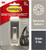 Command Large Brushed Nickel Metal Hook, Damage Free Hanging, 2.2kg Hold, view 2
