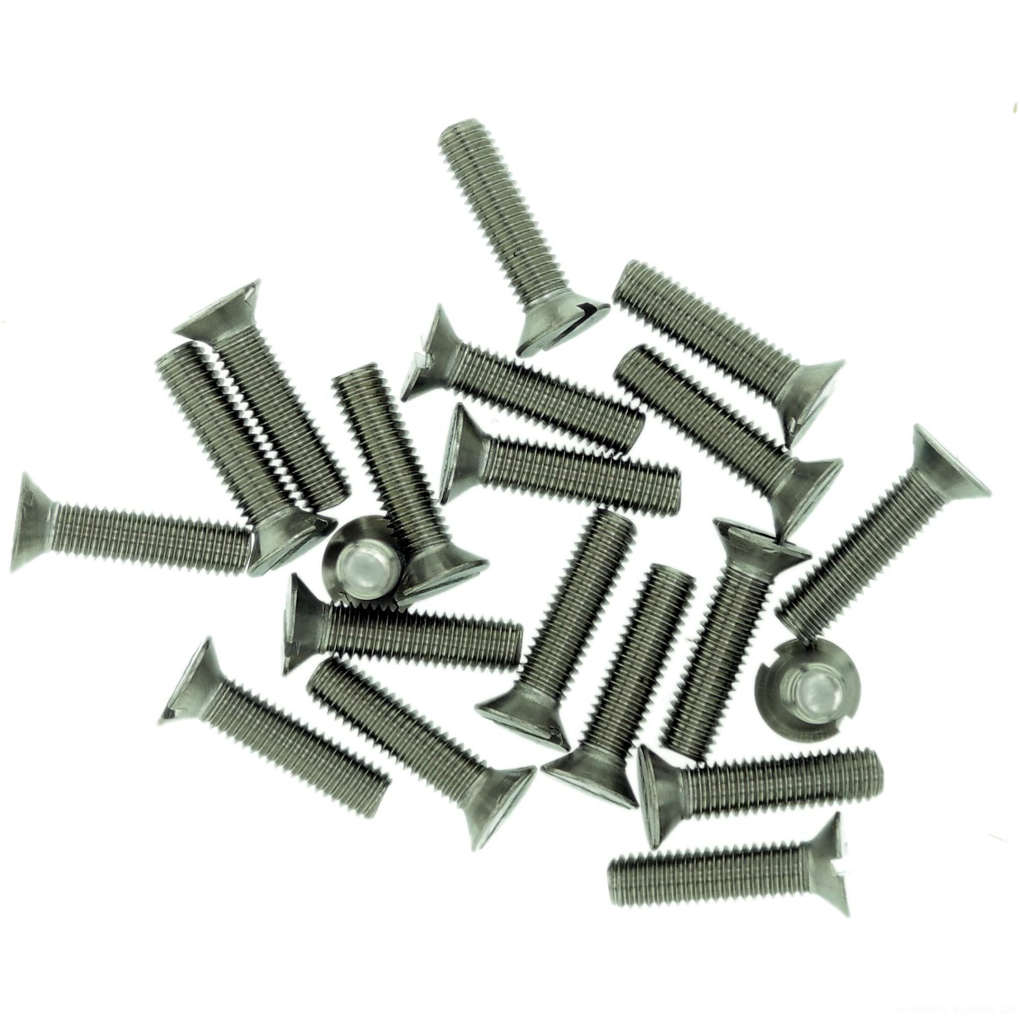 M5 (5mm x 14mm) Slot Countersunk Machine Screw (Bolt) - Stainless Steel (A2) (Pack of 20)