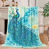Peacock Blanket Peacock Fleece Throw Blanket Super Soft Fuzzy Plush Cozy Warm Peacocks Decor Stuffed Bedding Blankets Gift for Boys Girls Men Women Kids & Adult 50"x40"