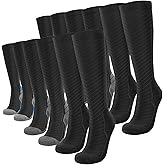 Compression Socks for Men & Women (2/4/6 Pairs) 20-30 mmHg Graduated Compression Knee High for Running, Athletic