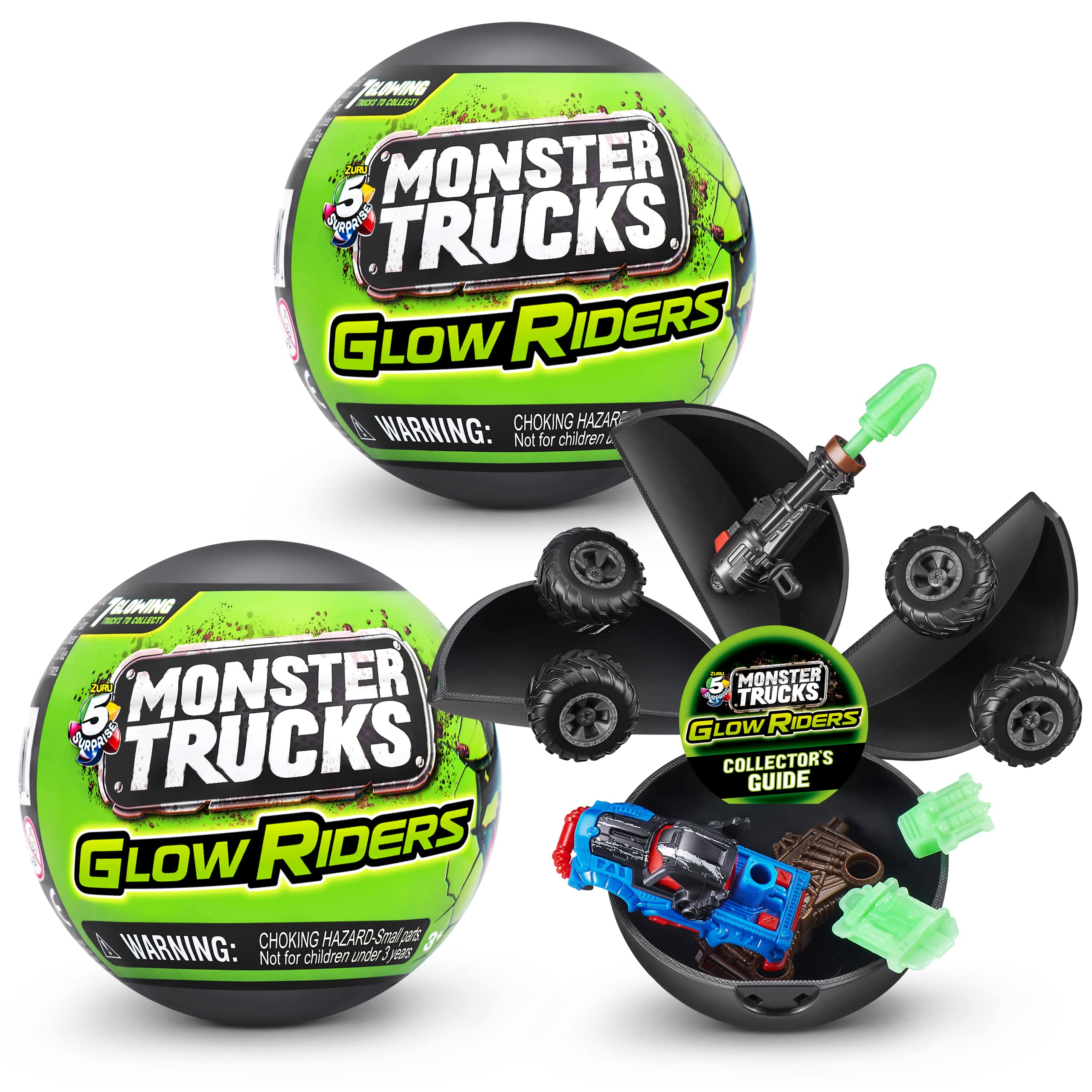 5 Surprise Monster Truck Series 2 Night Riders Mystery Collectible Capsule (2 Pack) by ZURU