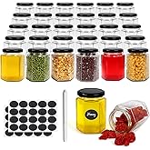 30 Pack 6 oz Hexagon Glass Jars With Black Lids, 180ml Clear Canning Mason Jars for Honey, Spice, Herb, Jams, Shower and Wedd