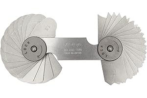 Mitutoyo 186-106, Radius Gage Set, 32 Pairs of Leaves, 7.5mm to 15mm by 0.5mm