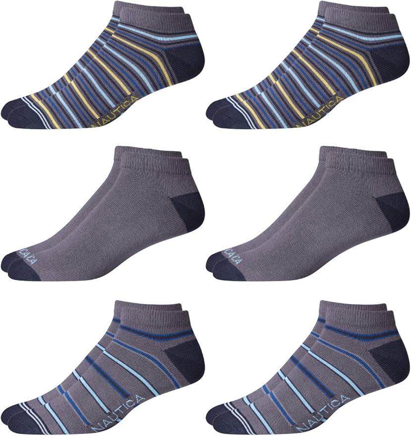 Nautica Men's Super Soft NoShow Low Cut Socks With Reinforced Heel And