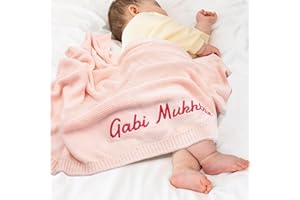 Personalized Baby Blanket, 40 * 30inch, Custom Knit Baby Blanket with Name Embroidery, Customized Soft Knitted Baby Newborn B