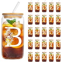 Amazon.com: YIYA Vaso de vidrio de 18 onzas, regalos con monograma ...