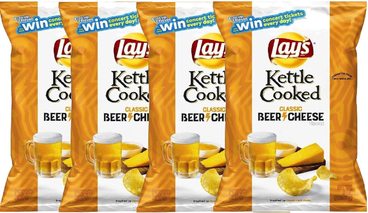 NEW Lay's Kettle Cooked Beer Cheese Potato Chips 8oz (4)