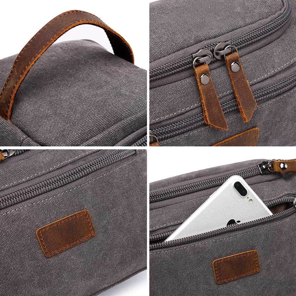 Toiletry Bag for Men, Yousu Canvas Travel Organizer Bags Small Multifunctional Cosmetic Bag Toiletry Kit Bag Grey