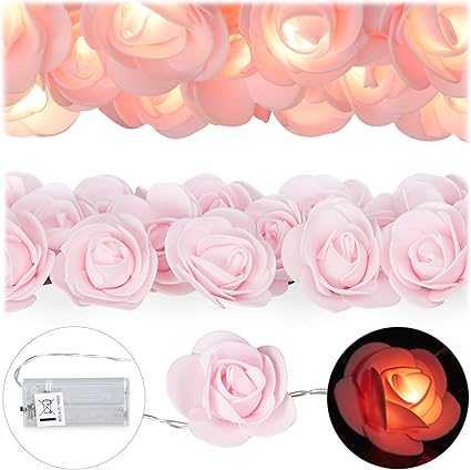 Relaxdays Rosen Lichterkette 20er Led Lichterkette Batterie Hochzeit Verlobung Valentinstag Warmweiss Deko Rosa Amazon De Kuche Haushalt