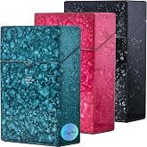 SUGLAU Cigarette Case King Size 85mm 3 Pack Holds 20 Capacity Push Open (Green A + Green B + Red)